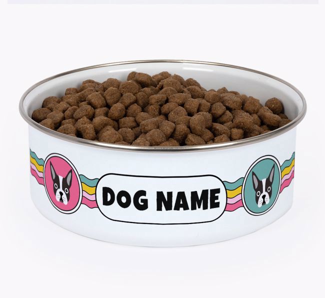 Rainbow Waves: Personalised {breedFullName} Enamel Dog Bowl